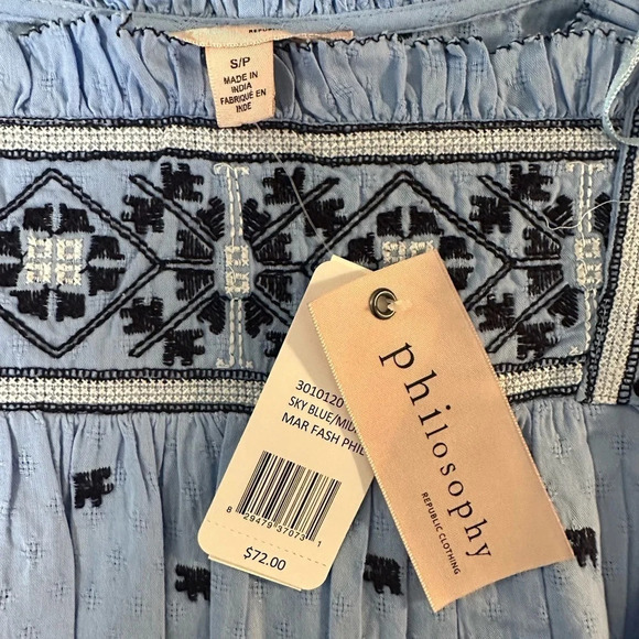Blue Philosophy Blouse - size S, NEW WITH TAGS - Picture 2 of 2